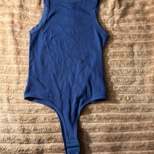 Vibrant Blue Bodysuit One Piece with Scoop Neckline